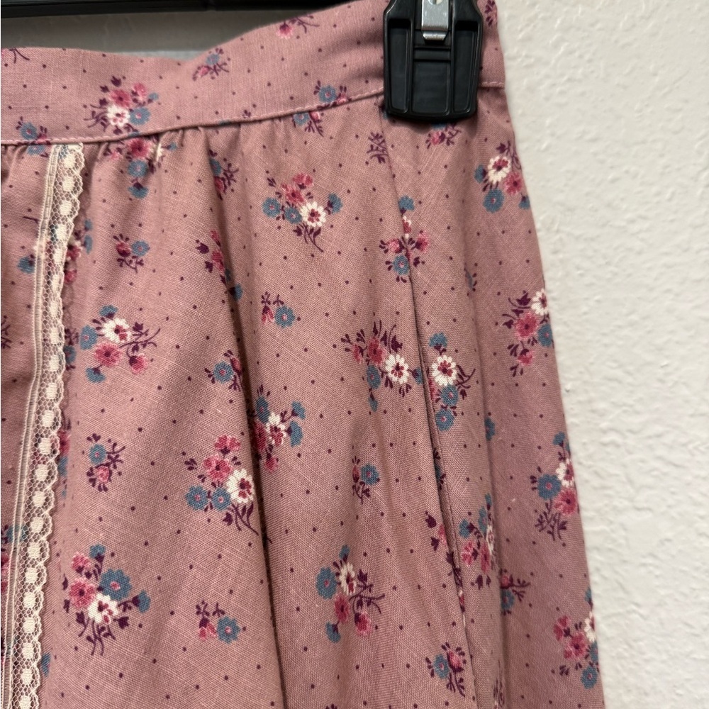 Vintage Gunne Sax Prairie Skirt Floral Lace Trim Cottagecore Boho Made USA Sz 7 - Picture 7 of 9